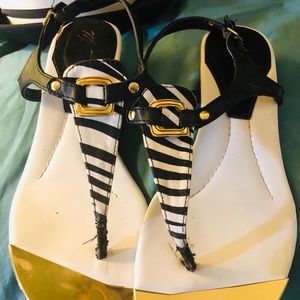 Size 8.5 animal zebra print thong sandal